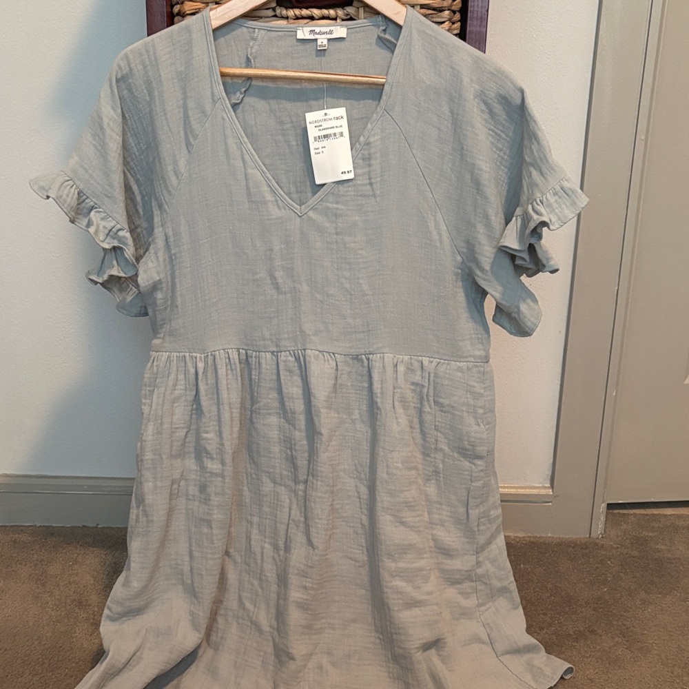 Madewell Adorable Blue/ Gray Ruffle Sleeve Dress from Nordys Rack